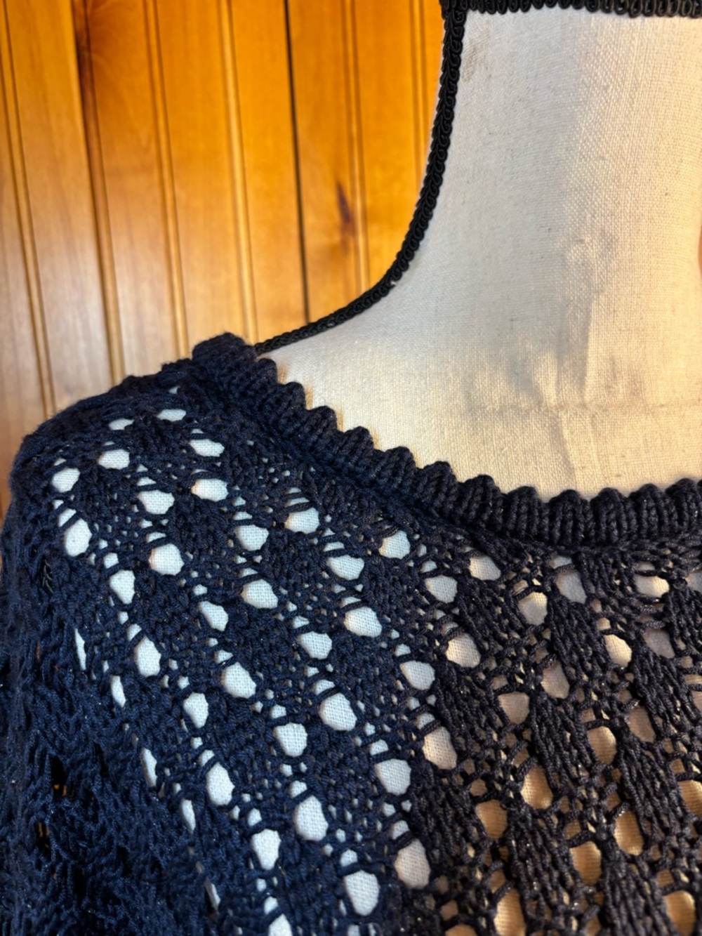 Chico's Navy Open-Knit Poncho, size L/XL - Picture 2 of 7